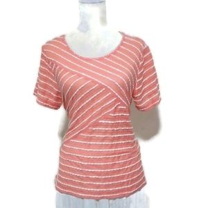 EUC ALFRED DUNNER Semi Sheer Diagonal Stripe Tee